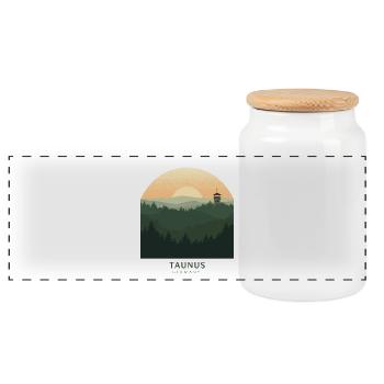Taunus Germany | Vintage Forest Poster - Panorama Keksdose mit Holzdeckel - Weiß - Vorne