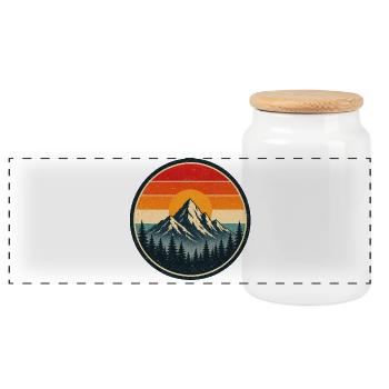 Mountain Retro Emblem Vintage-Stil Grafik - Panorama Keksdose mit Holzdeckel - Weiß - Vorne