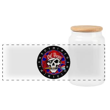 Red Pirate Skull auf Roulette - Panorama Keksdose mit Holzdeckel - Weiß - Vorne