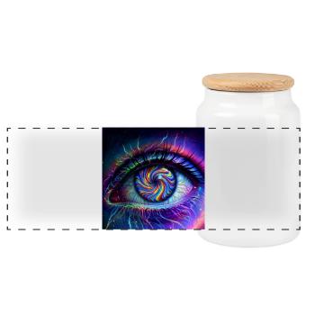 Goa_Eye_PEKE - Panoramic Cookie Jar with Wooden Lid - white - Front