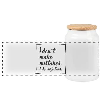 I don't make mistakes. I do variations. - Panorama Keksdose mit Holzdeckel - Weiß - Vorne
