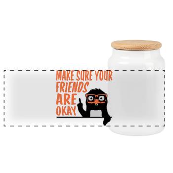 Make Sure Your Friends Are Okay Pinguin Nerd Geek - Panorama Keksdose mit Holzdeckel - Weiß - Vorne