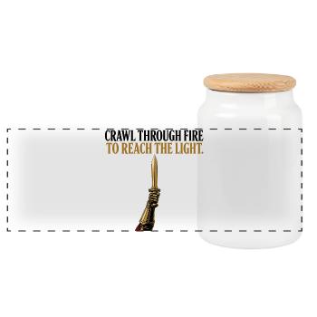 Crawl Through Fire Sword Stoic Warrior Mindset Gif - Panoramic Cookie Jar with Wooden Lid - white - Front