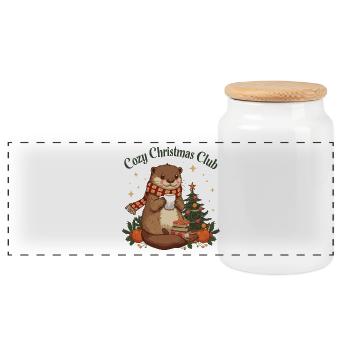 Club de Noël chaleureux Weihnachten - Boîte à biscuits avec couvercle en bois - blanc - Devant