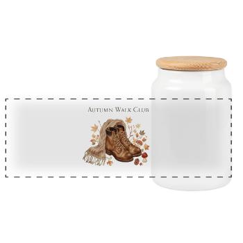 Autumn Walk Club Autumn Hiking - Panoramic Cookie Jar with Wooden Lid - white - Front