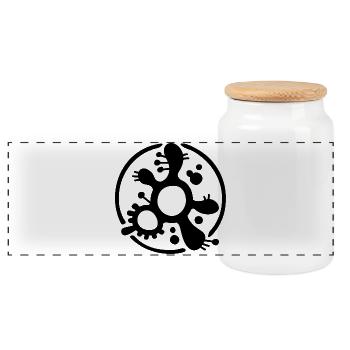 Protozoan Fragment Logo (Black) - Panoramic Cookie Jar with Wooden Lid - white - Front
