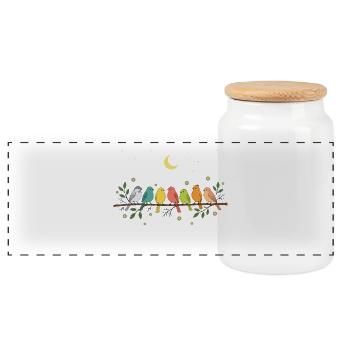 Vogelbeobachter-Shirt Süßes Vogel-Vogelliebhaber-Geschenk - Panorama Keksdose mit Holzdeckel - Weiß - Vorne