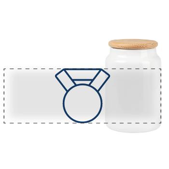 Award Medal Badge Icon for Premium Achievement Des - Panoramic Cookie Jar with Wooden Lid - white - Front