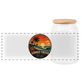 Summer Forever Vintage-Küstengrafik - Panorama Keksdose mit Holzdeckel - Weiß - Vorne