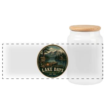 Lake Days Vintage Adventure Graphic - Panoramic Cookie Jar with Wooden Lid - white - Front