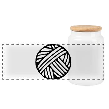 Wollknäuel Wolle Geschenk - Panorama Keksdose mit Holzdeckel - Weiß - Vorne