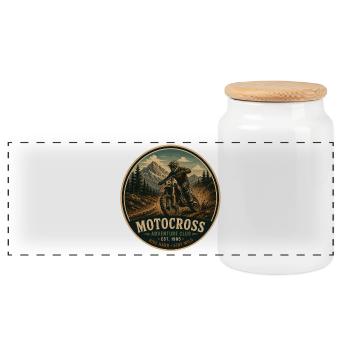 Motocross Vintage Adventure Grafik - Panorama Keksdose mit Holzdeckel - Weiß - Vorne