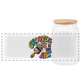 Groove is in the Art - Panoramic Cookie Jar with Wooden Lid - white - Front