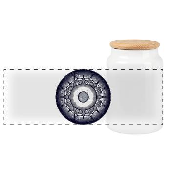 Sapphire Mandala - Panorama Keksdose mit Holzdeckel - Weiß - Vorne