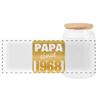 Papa 1968 - Panoramic Cookie Jar with Wooden Lid - white - Front