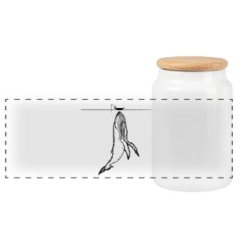 Fischerei und Walfang | Minimalistisches Design - Panorama Keksdose mit Holzdeckel - Weiß - Vorne