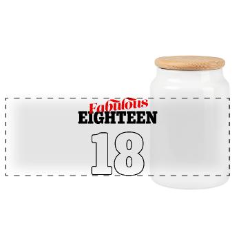 Fabulous 18 - 18. Geburtstag Design & Poster - Panorama Keksdose mit Holzdeckel - Weiß - Vorne