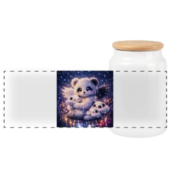 Himmlischer Nephalim‑Panda mit Wolkenbabys - Panorama Keksdose mit Holzdeckel - Weiß - Vorne