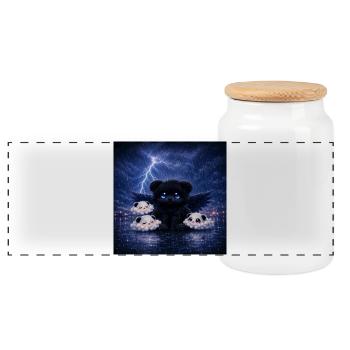 Dark Spirit Panda - Panorama Keksdose mit Holzdeckel - Weiß - Vorne