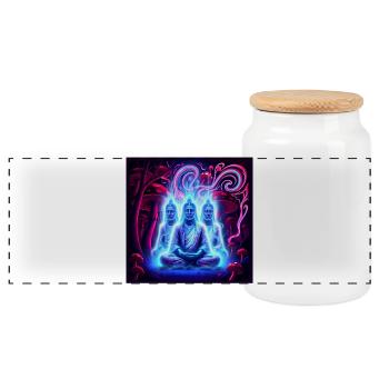Erleuchtet_ - Panoramic Cookie Jar with Wooden Lid - white - Front