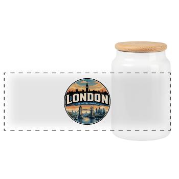 London Tower Bridge Royal Capital Badge - Panorama Keksdose mit Holzdeckel - Weiß - Vorne