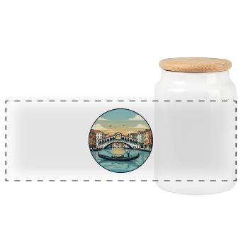Venedig, Italien Rialto-Brücke-Gondelaufkleber - Panorama Keksdose mit Holzdeckel - Weiß - Vorne