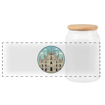 Mailänder Domdom Italien Rundaufkleber - Panorama Keksdose mit Holzdeckel - Weiß - Vorne