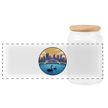 Perth Australien Swan River Skyline-Aufkleber - Panorama Keksdose mit Holzdeckel - Weiß - Vorne