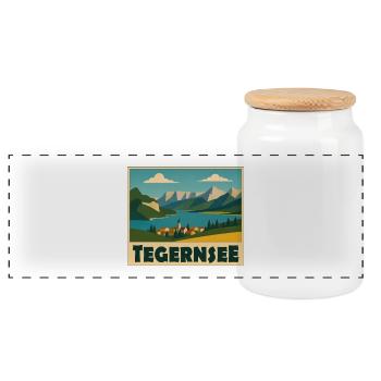Tegernsee Minimal - Panorama Keksdose mit Holzdeckel - Weiß - Vorne