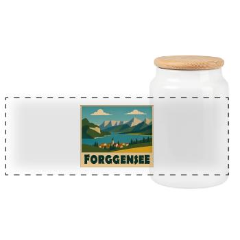 Forggensee Minimal - Panorama Keksdose mit Holzdeckel - Weiß - Vorne