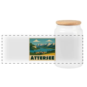 Attersee Minimal - Panorama Keksdose mit Holzdeckel - Weiß - Vorne