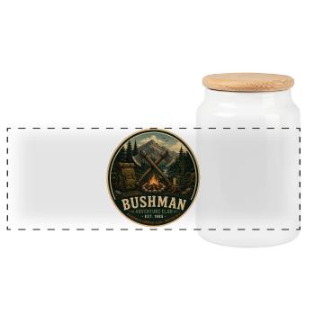 Buschmann Vintage-Abenteuergrafik - Panorama Keksdose mit Holzdeckel - Weiß - Vorne