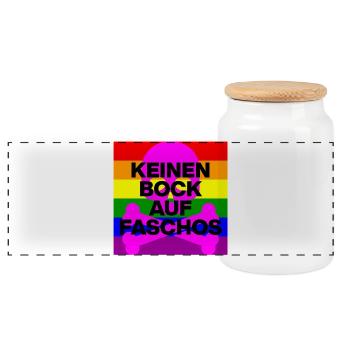 KEINEN BOCK AUF FASCHOS, NO NZS, NO AFD, PINK - Panorama Keksdose mit Holzdeckel - Weiß - Vorne