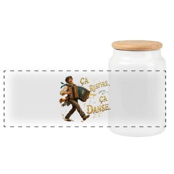 Danse Accordéon Folklorique - Boîte à biscuits avec couvercle en bois - blanc - Devant