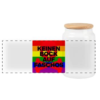 KEINEN BOCK AUF FASCHOS, NO NZS, NO AFD ROT - Panorama Keksdose mit Holzdeckel - Weiß - Vorne
