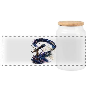 Nuit Cosmique et Télescope - Boîte à biscuits avec couvercle en bois - blanc - Devant