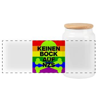 KEINEN BOCK AUF NZS, NO NZS, NO AFD, SKULL GRÜN - Panorama Keksdose mit Holzdeckel - Weiß - Vorne