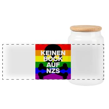 KEINEN BOCK AUF FASCHOS, NO NZS, NO AFD SCHWARZ - Panorama Keksdose mit Holzdeckel - Weiß - Vorne