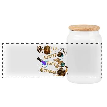 Sortie peut attendre – Steampunk mystique - Boîte à biscuits avec couvercle en bois - blanc - Devant