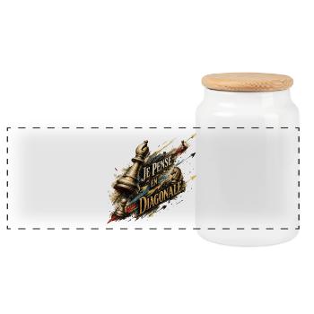 Je Pense En Diagonale - Boîte à biscuits avec couvercle en bois - blanc - Devant