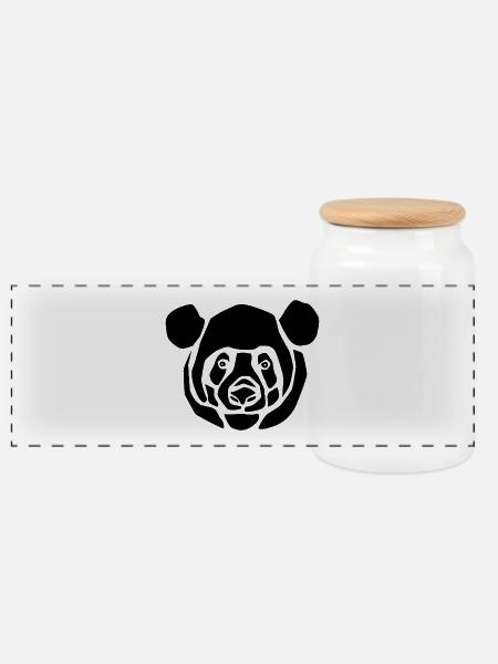 panda_black - Panorama Keksdose mit Holzdeckel - Weiß
