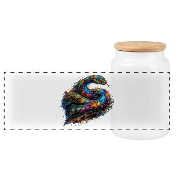 Celestial Serpent - Panoramic Cookie Jar with Wooden Lid - white - Front