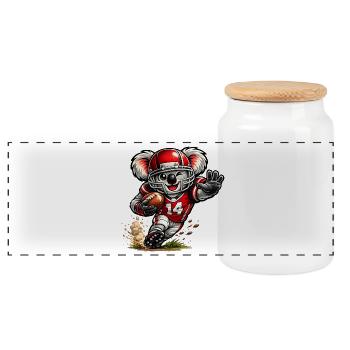 Süßer Koala spielt American Football - Panorama Keksdose mit Holzdeckel - Weiß - Vorne