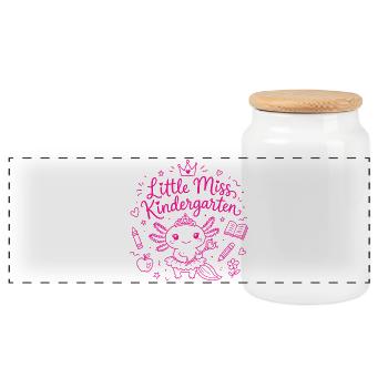 Little Miss Kindergarten - Cute Axolotl - Panoramic Cookie Jar with Wooden Lid - white - Front