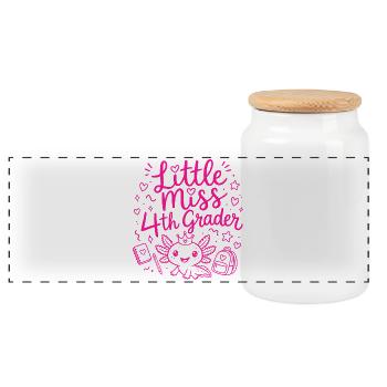 Little Miss 4th Grader – Cute Axolotl - Panoramic Cookie Jar with Wooden Lid - white - Front