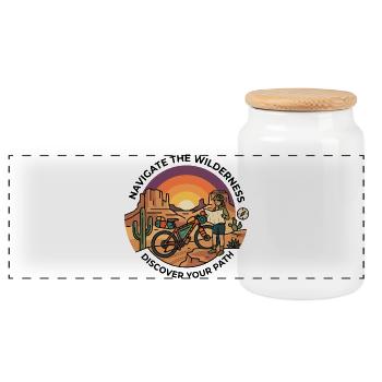 Navigieren Sie durch das Wilderness Bikepacking Karten-Shirt - Panorama Keksdose mit Holzdeckel - Weiß - Vorne