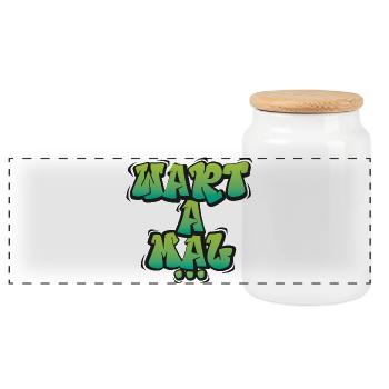 Wart A Mal – Lustiger Dialekt Spruch Design - Panorama Keksdose mit Holzdeckel - Weiß - Vorne