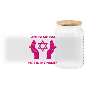 Antisemitism - Not In My Name!  - Panoramic Cookie Jar with Wooden Lid - white - Front