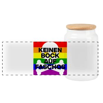 KEINEN BOCK AUF FASCHOS, NO NZS, NO AFD, NIE WIEDR - Panorama Keksdose mit Holzdeckel - Weiß - Vorne