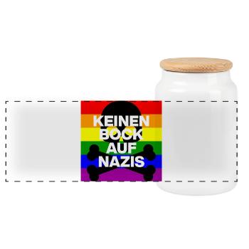 KEINEN BOCK AUF NAZIS, NO NZS, NO AFD, SKULL BLACK - Panorama Keksdose mit Holzdeckel - Weiß - Vorne
